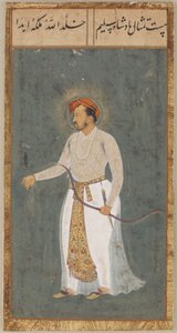 The Emperor Jahangir with Bow and Arrow, detached manuscript folio with painting, c.1603 by Mughal School